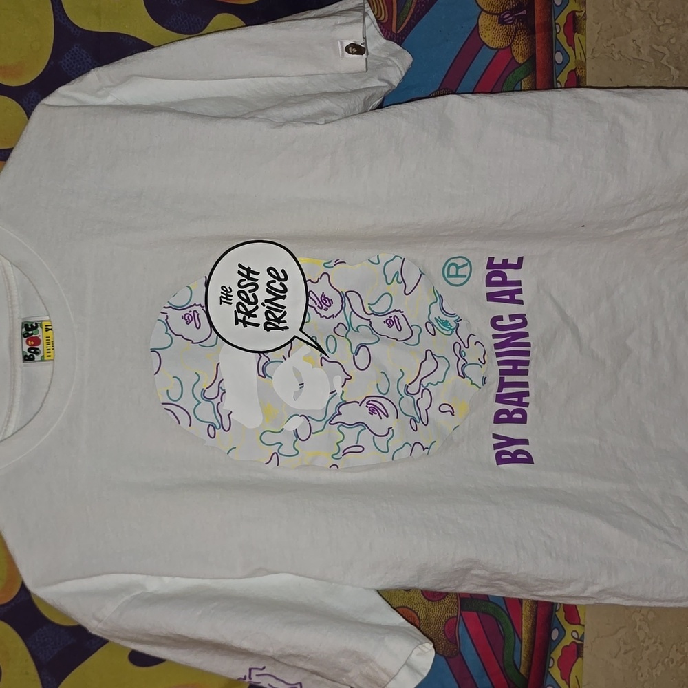 BAPE Fresh Prince Of Bel Air White,purple,green Graphic T-Shirt